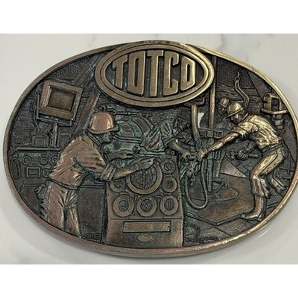 Vintage Mint 1982 Totco Drilling Belt Buckle Oil Well Rig Texas Us Gas Field Old